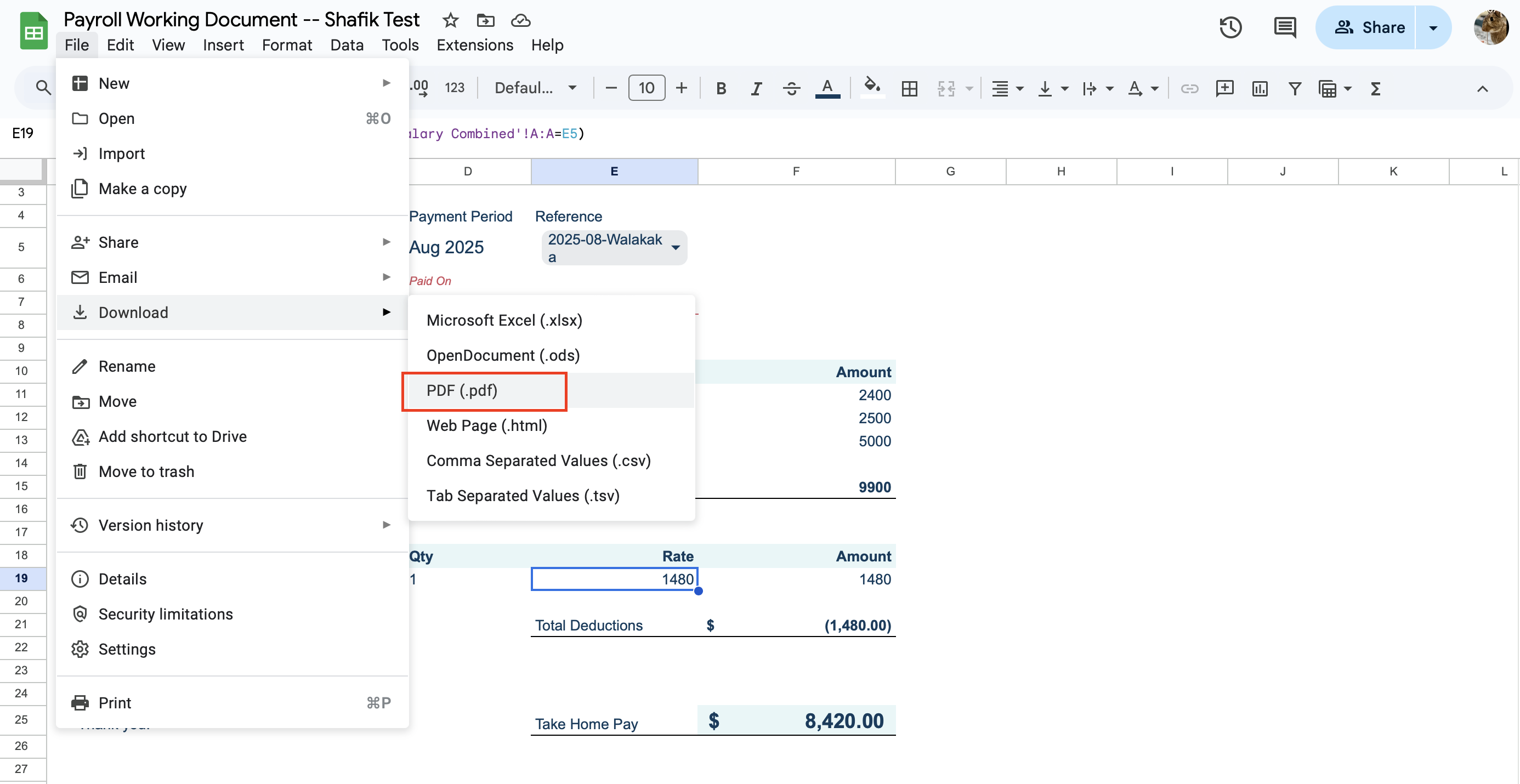 steps to export payslip